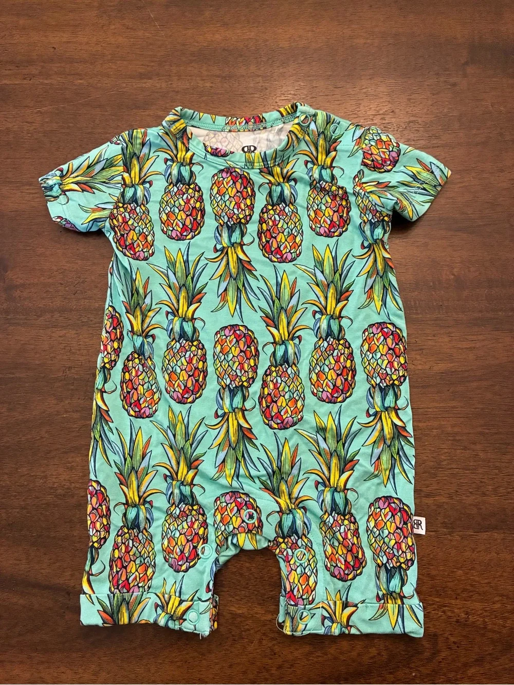 Bums and Roses Bamboo Shortie Romper 3-6 Months Feelin’ Pine Pineapple Blue
